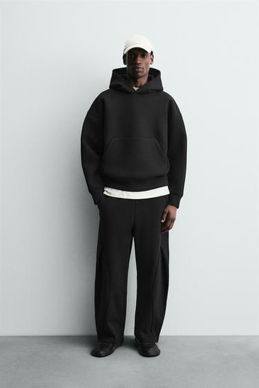 NEOPRENE-EFFECT SWEATSHIRT WITH EMBOSSED TEXT - Black by Zara