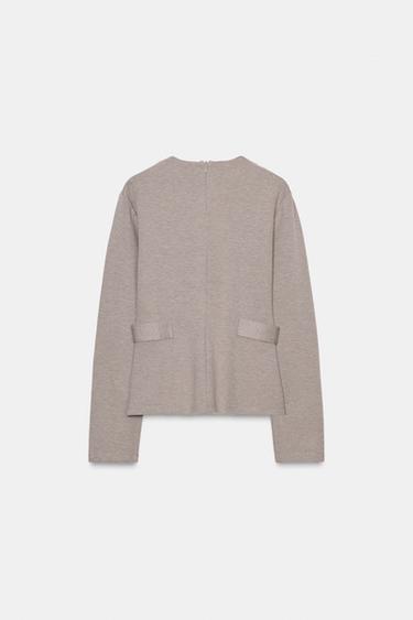 TWILL TOP WITH BUTTONS - Mink by Zara - Image 6
