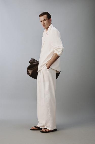 RELAXED FIT VISCOSE/LINEN SUIT BLAZER - White by Zara - Image 3