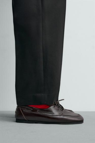 LEATHER DECK SHOES WITH VIBRAM® SOLE AARON LEVINE X ZARA - Brown by Zara - Image 1