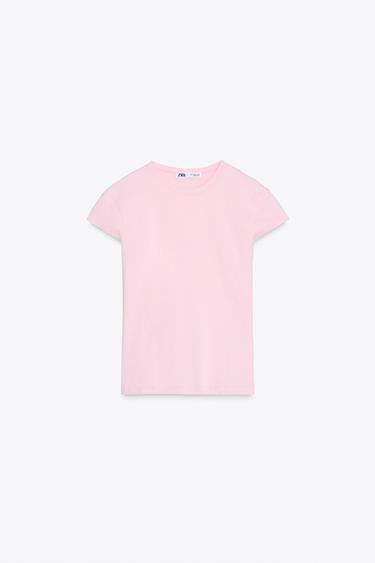 SLIM FIT SHORT SLEEVE T-SHIRT - Pink by Zara