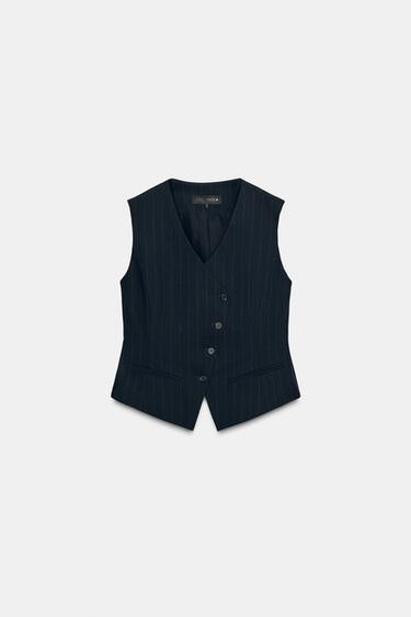 Zara ZW COLLECTION PINSTRIPE VEST - Navy blue