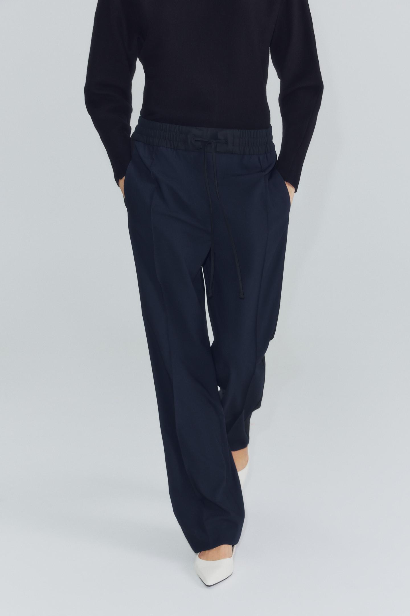 Женские брюки Zara ZW Collection Side Stripe, цвет: Тёмно-синий — фото 3