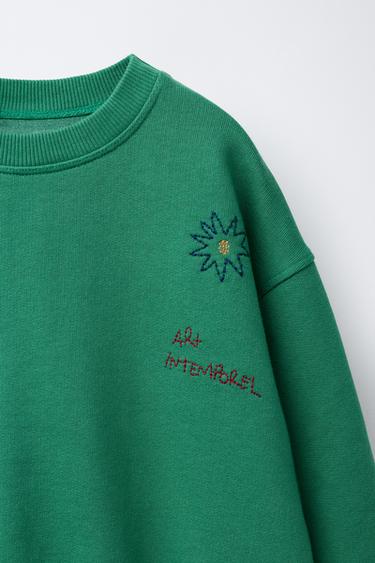EMBROIDERED SWEATSHIRT - Green by Zara - Image 2