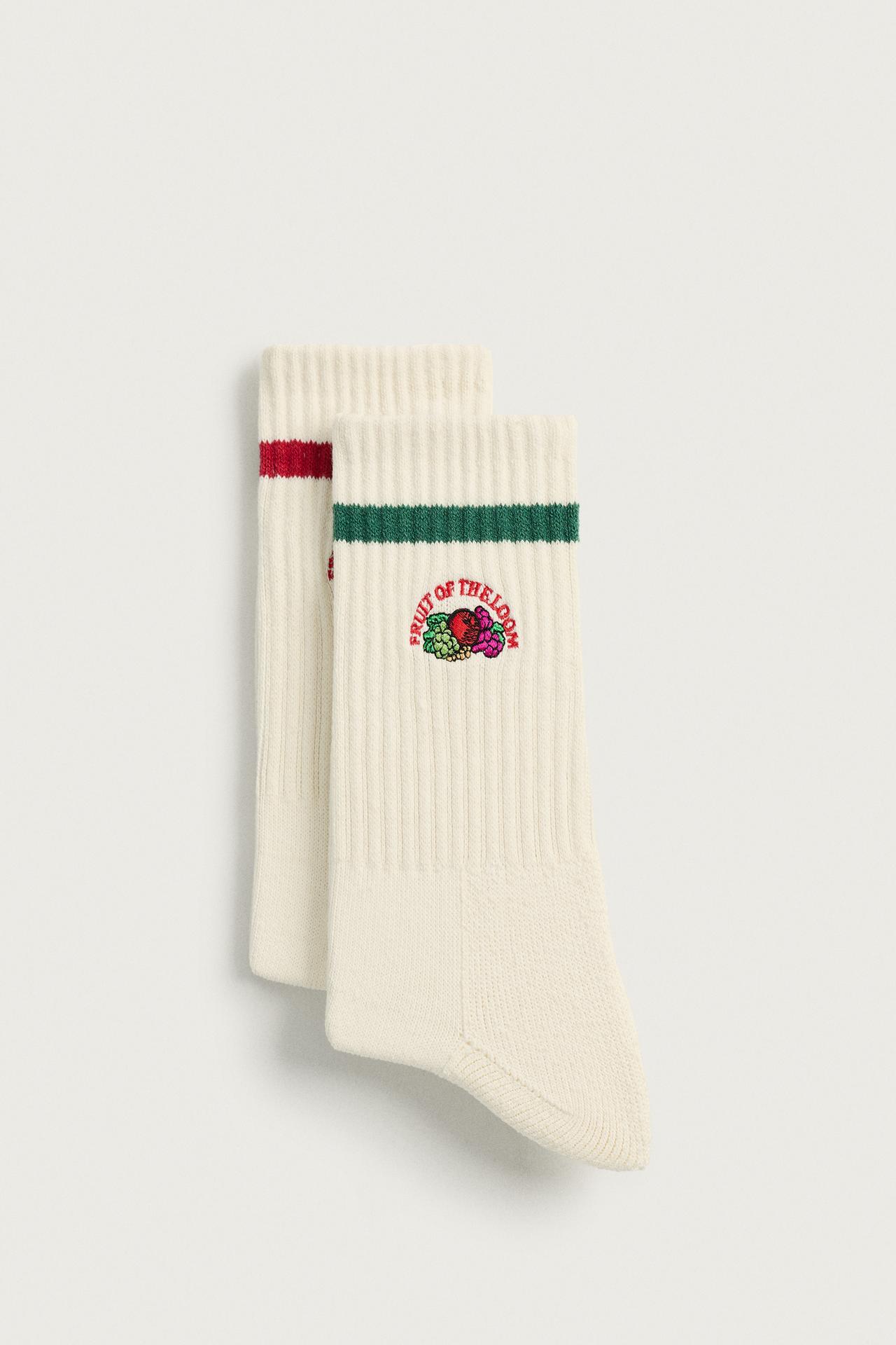 FRUIT OF THE LOOM™ RIBBED SOCKS PACK — Ecru