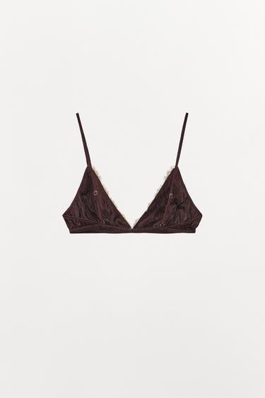 BRASSIÈRE AVEC SOIE ET DENTELLE - Marron de Zara - Image 5