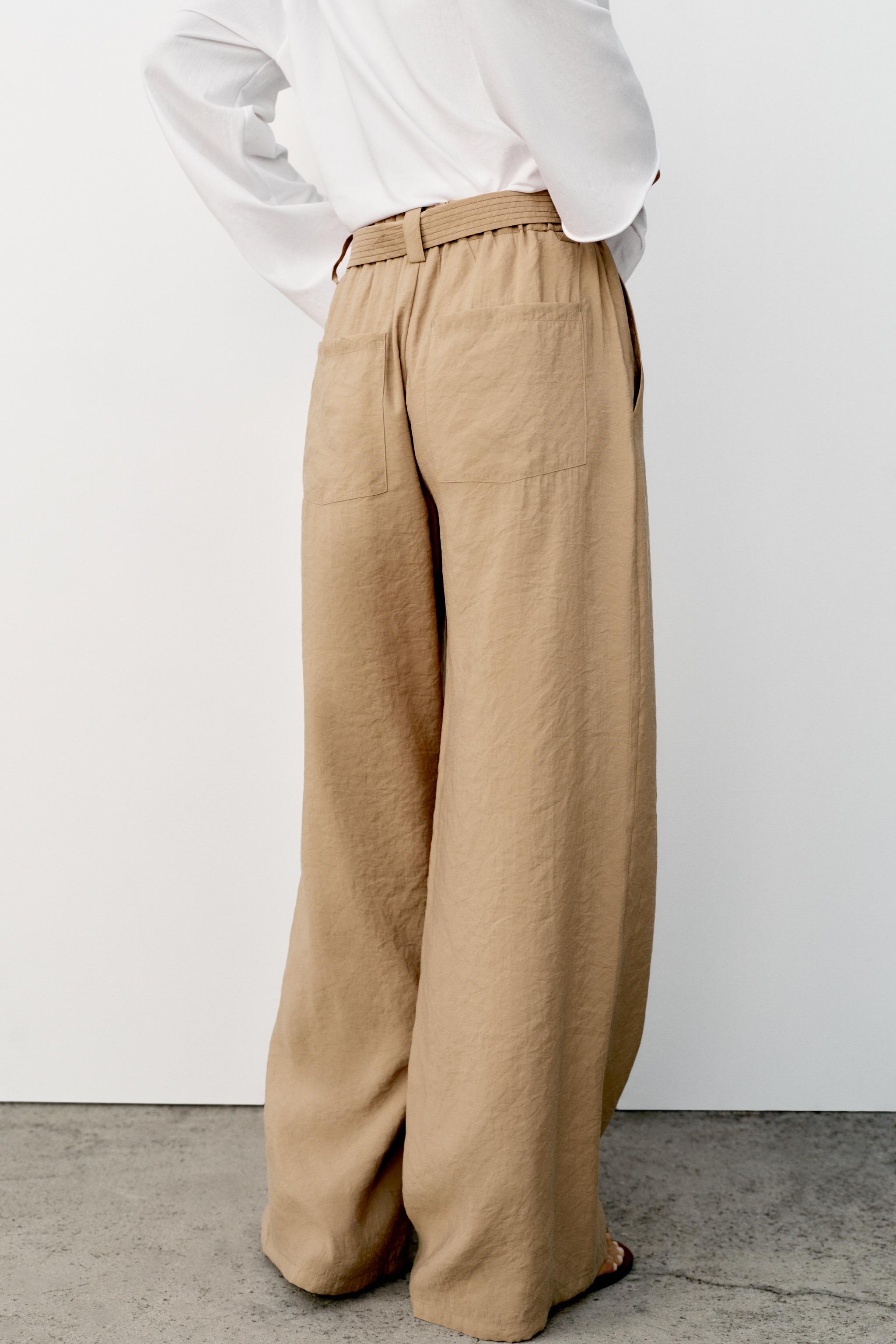 Женские брюки Zara STRAIGHT LEG PANTS WITH BELT — фото 6