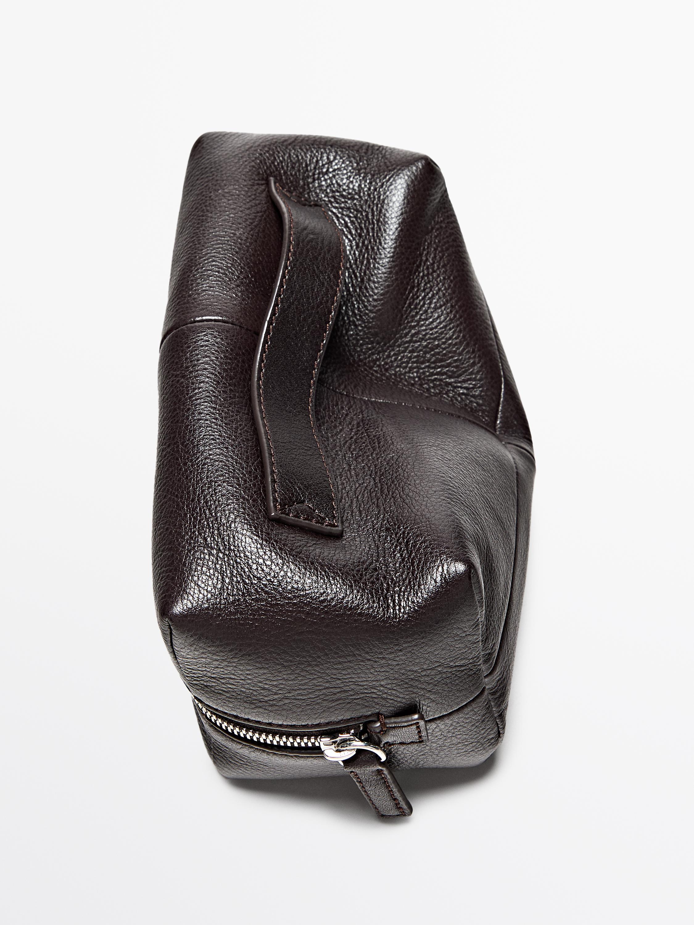 Nappa leather toiletry bag with zip