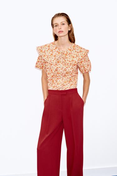WIDE-LEG TROUSERS WITH DARTS - Brick by Zara