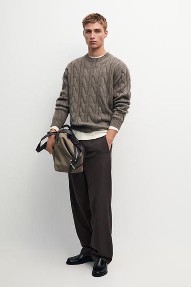 Jersey punto trenzado 100% cashmere - Khaki oscuro de Zara - Imagen 0