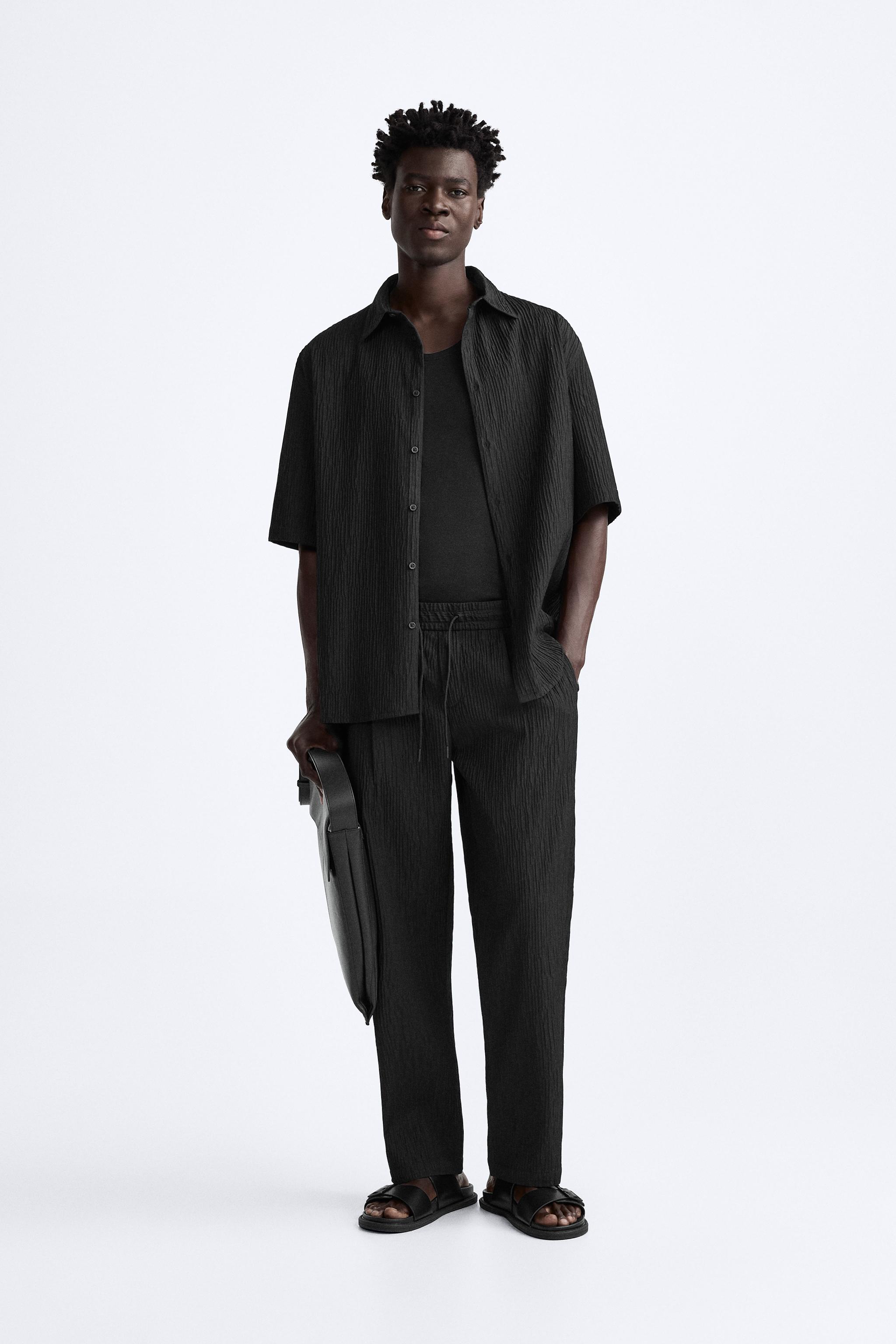 WRINKLED LOOK SHIRT - Black | ZARA Canada