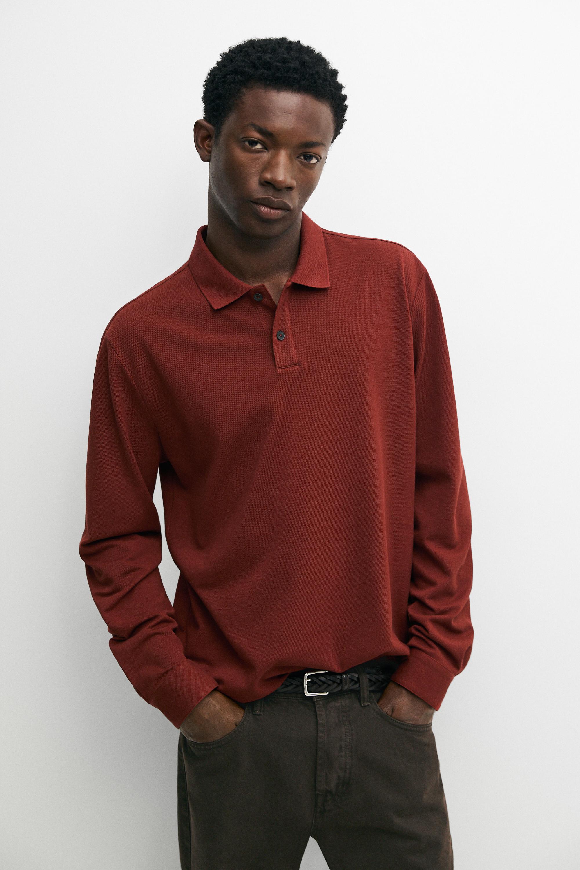 100% cotton micro-textured knit polo shirt — Neon pink