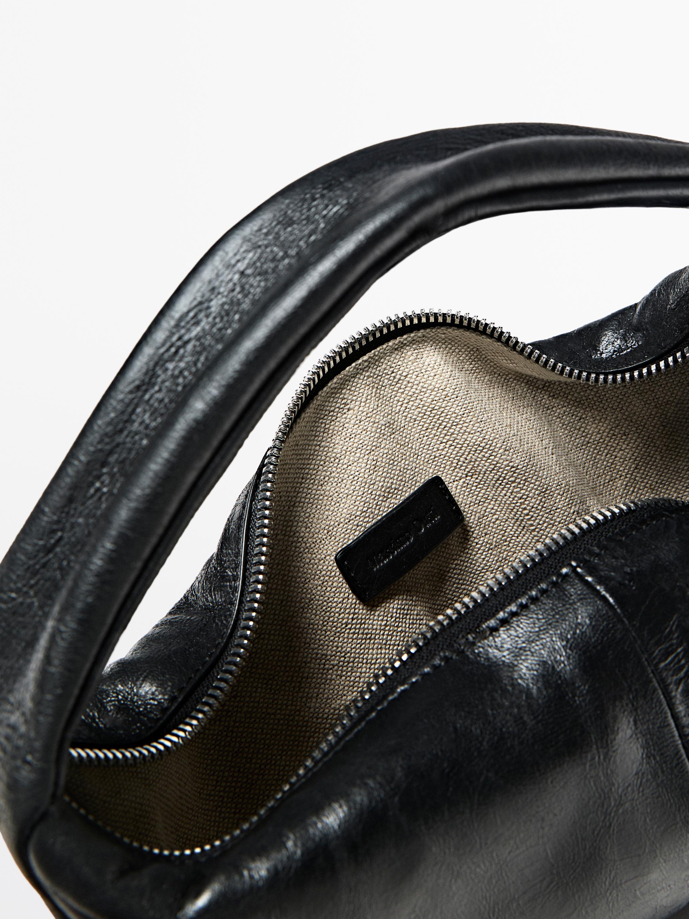 Mini nappa leather half-moon bag