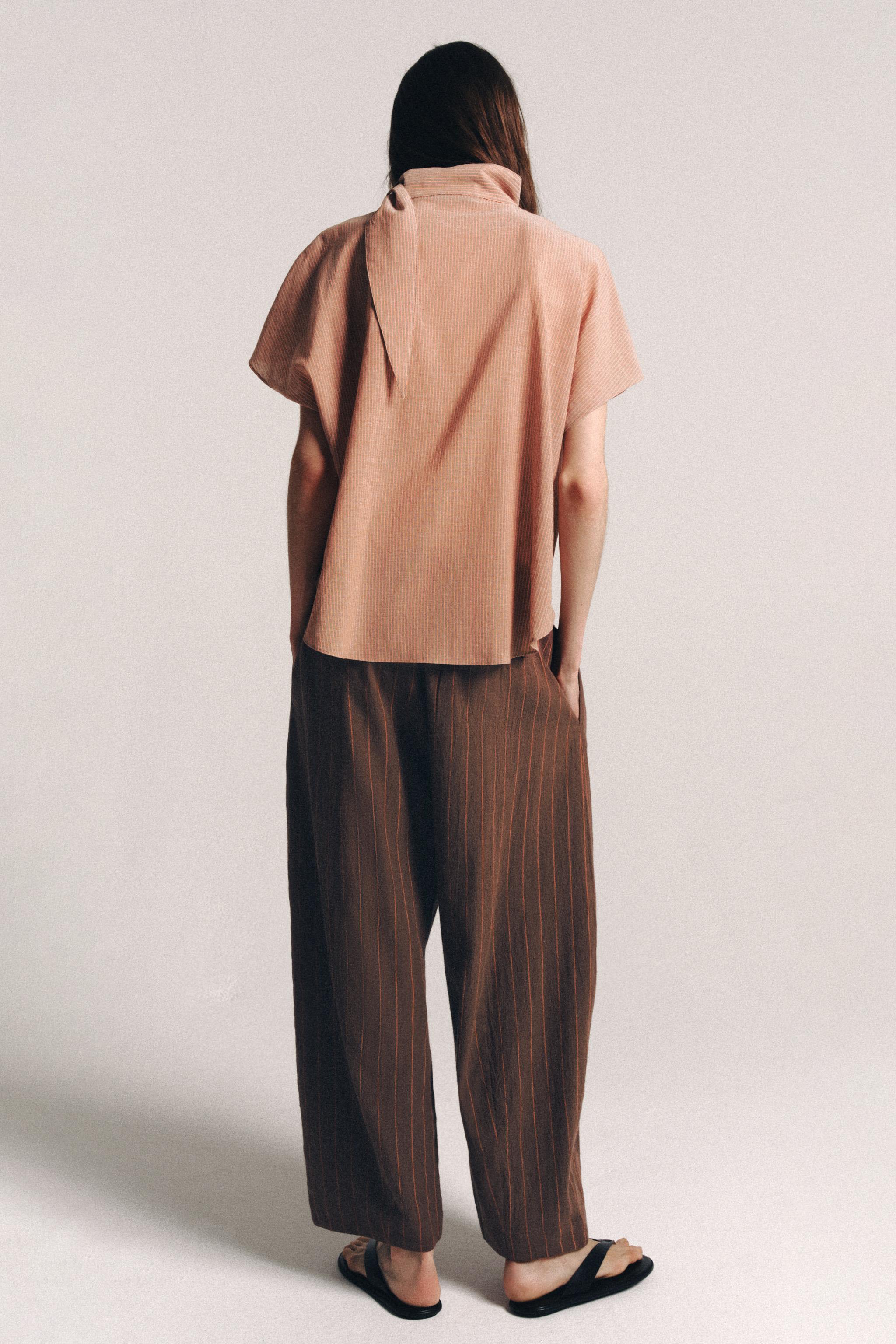 Женские брюки Zara ZW COLLECTION STRIPED LINEN-BLEND TROUSERS — фото 3