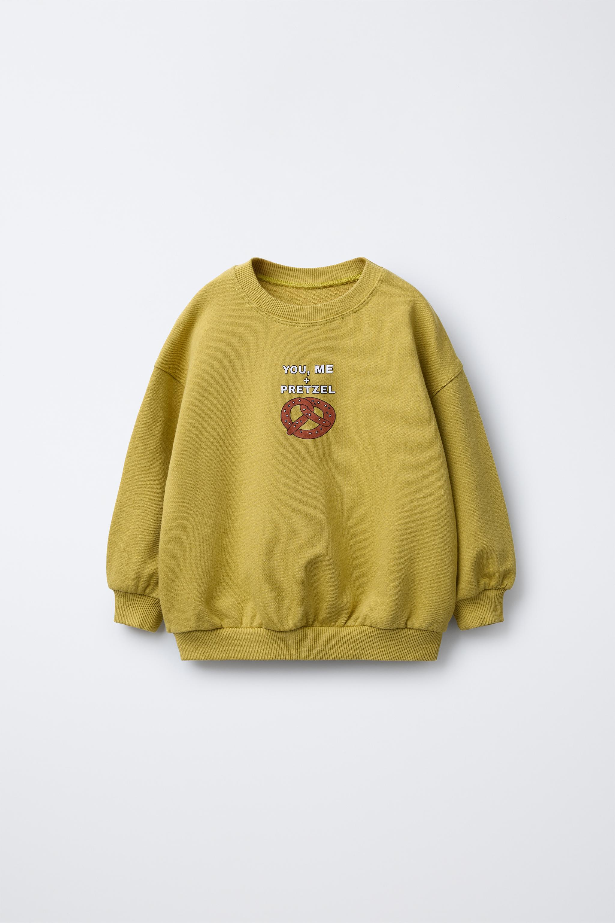 Gelber Pullover Zara Damen Pullover SWEATSHIRT MIT KIRSCHPRINT