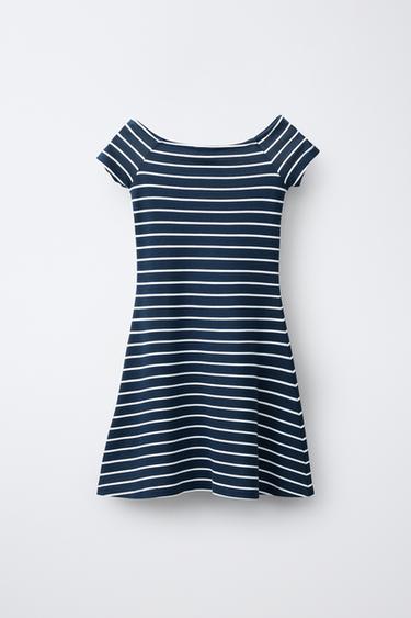 PRINTED ROMA KNIT DRESS - Navy blue by Zara