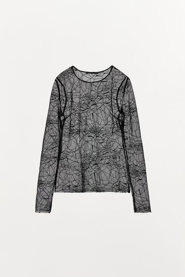 TOP SEMITRANSPARENTE TELARAÑAS LIMITED EDITION - Negro de Zara - Imagen 0