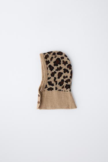 ANIMAL PRINT KNIT BALACLAVA - Brown by Zara