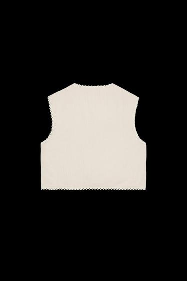 FLORAL EMBROIDERED COTTON WAISTCOAT - Ecru by Zara