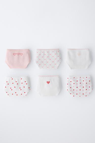 6-14 YEARS/ SIX-PACK OF HEART PRINT BRIEFS - Ecru by Zara - Image 4