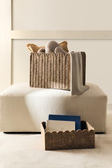 DUŻY KOSZ FALE - Jasnobeżowy Zara