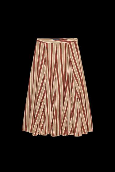 FALDA MIDI RAYAS ZW COLLECTION - rayas de Zara