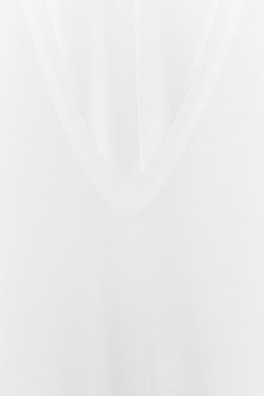 T-SHIRT FLUIDE COL EN V - Blanc de Zara - Image 7