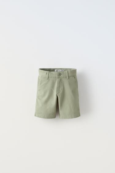 Zara BASIC CHINO SHORTS - Light khaki