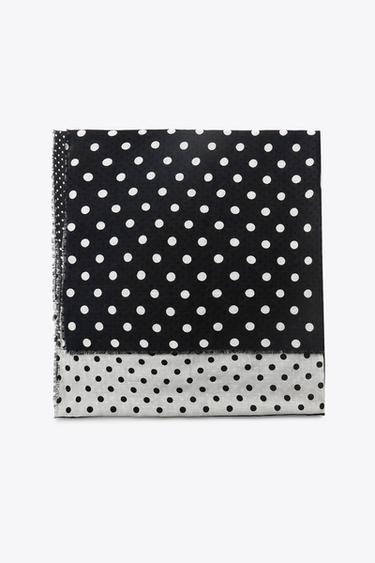 POLKA DOT COMBINATION SCARF - Vinegar by Zara