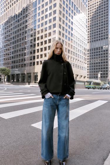 MANTEAU COURT À COL MONTANT - Noir de Zara - Image 3
