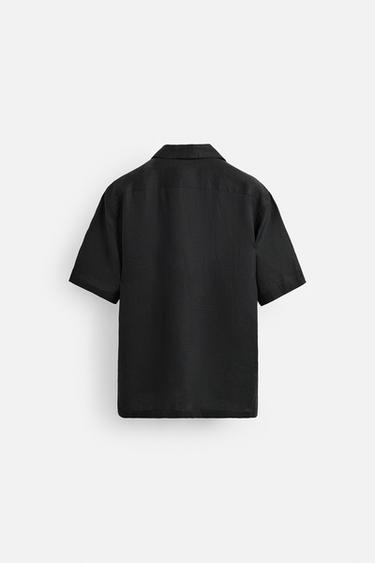 100% LINEN SHIRT - Black by Zara - Image 3