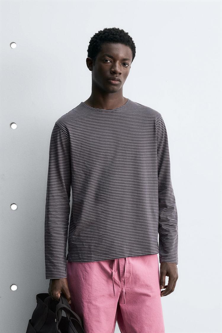 ZARA JACQUARD STRIPED T-SHIRT