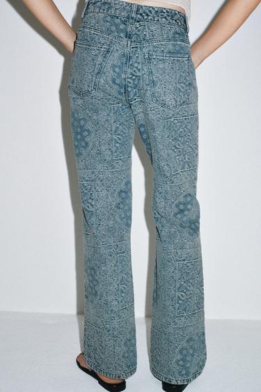 ZW COLLECTION HIGH-WAIST FLARE JACQUARD JEANS - Blue by Zara - Image 2