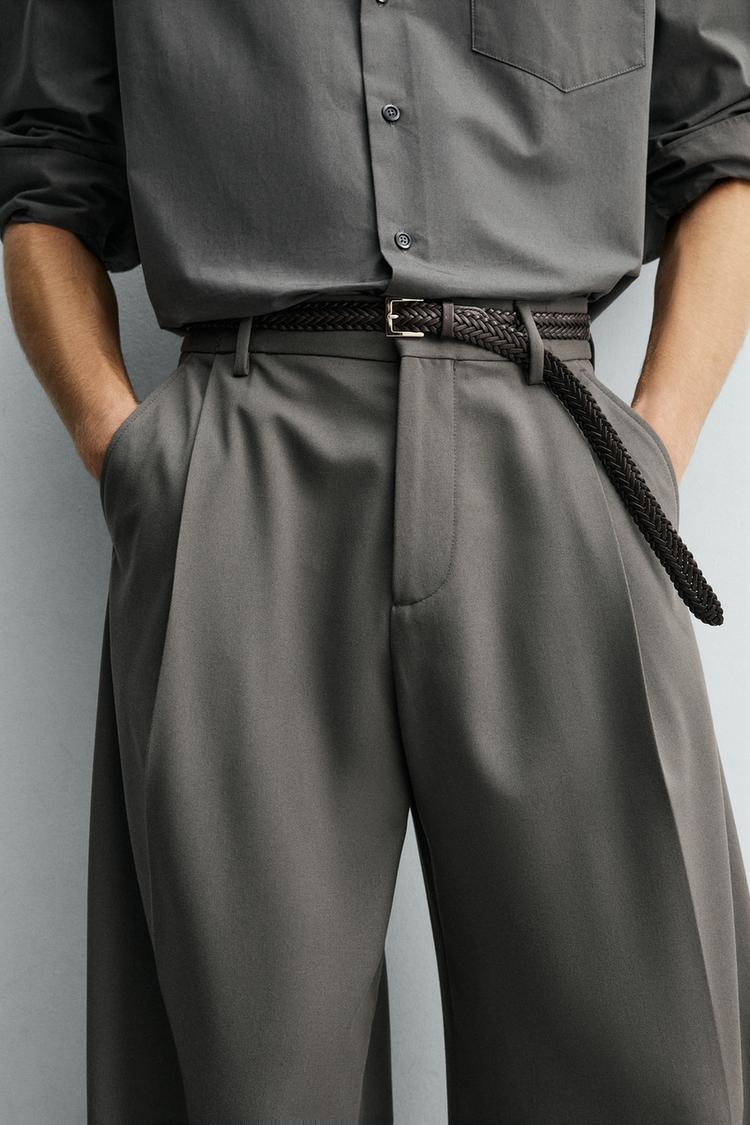 ZARA WIDE-LEG PLEATED TROUSERS