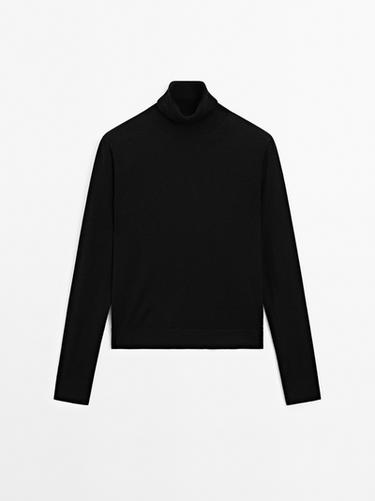 Zara High neck wool blend sweater - Black