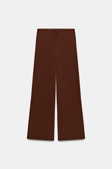 TEXTURED PALAZZO TROUSERS - Brown by Zara - Image 5