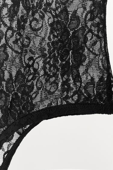 LACE BODYSUIT WITH LONG SLEEVES - Black by Zara - Image 6