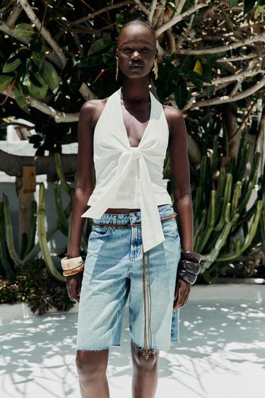 JEANS-BERMUDA Z1975 MIT MITTELHOHEM BUND - Mittelblau von Zara