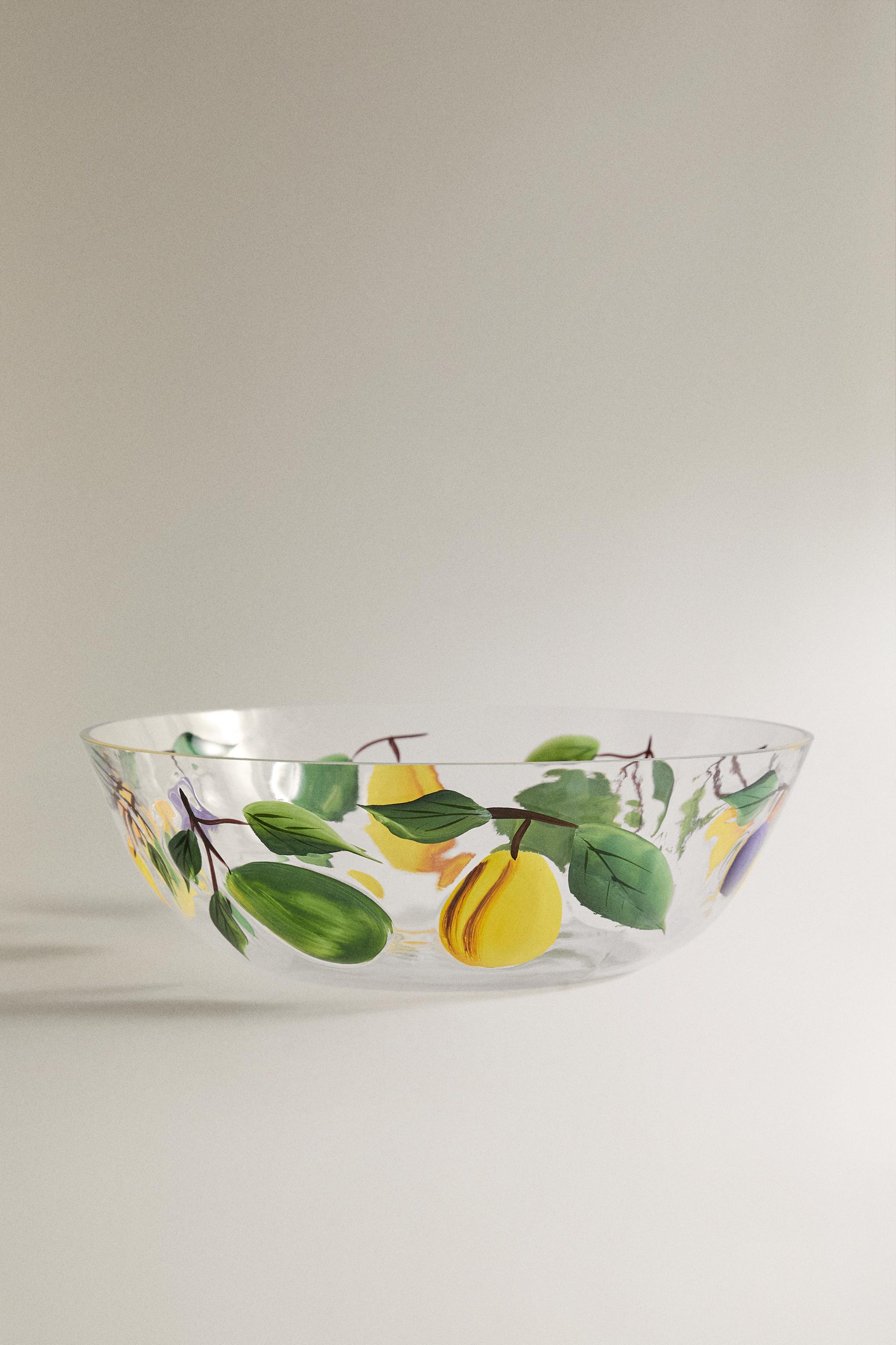 Zara FRUIT PRINT GLASS SALAD BOWL