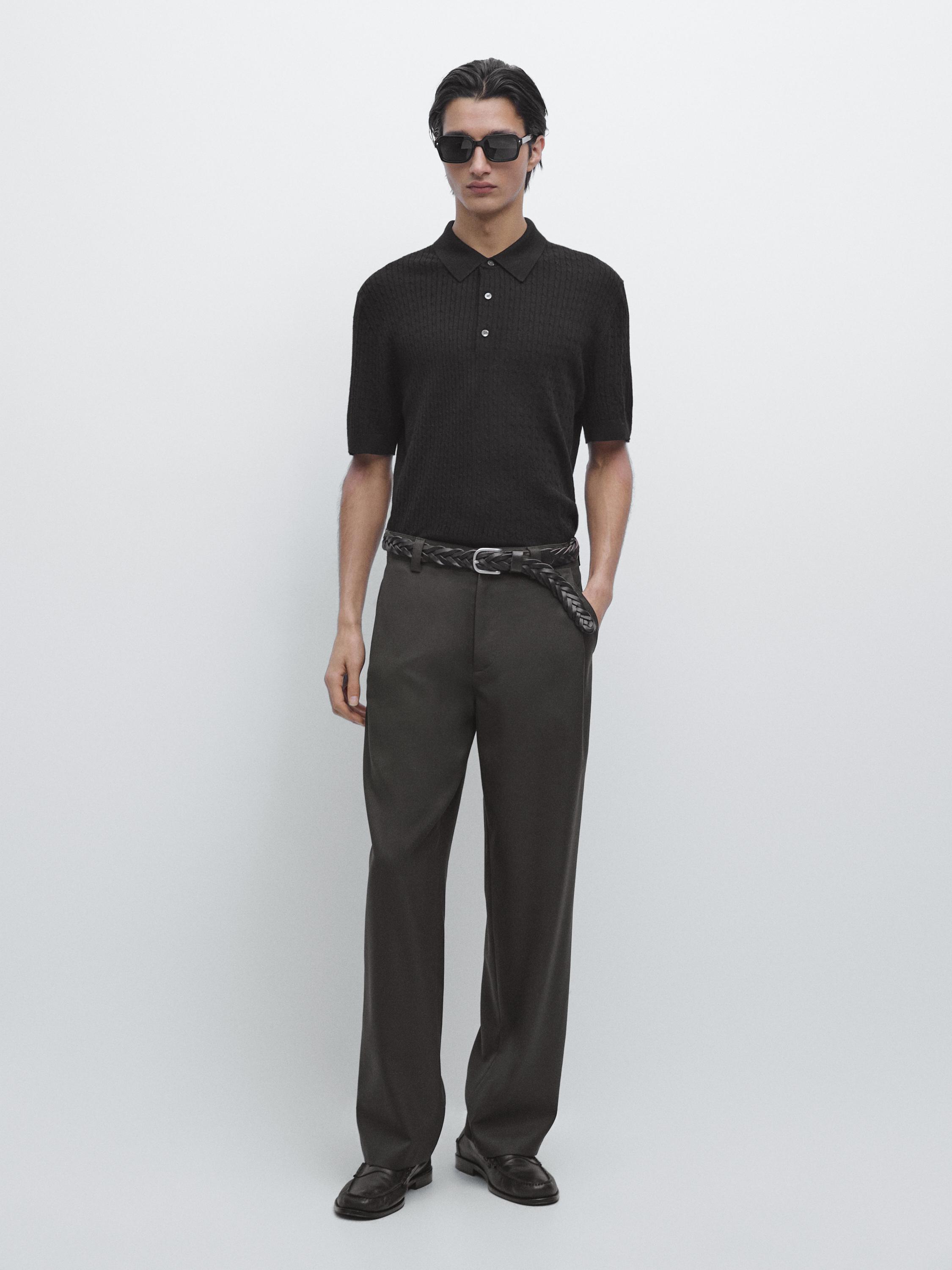 Merino wool knit polo sweater