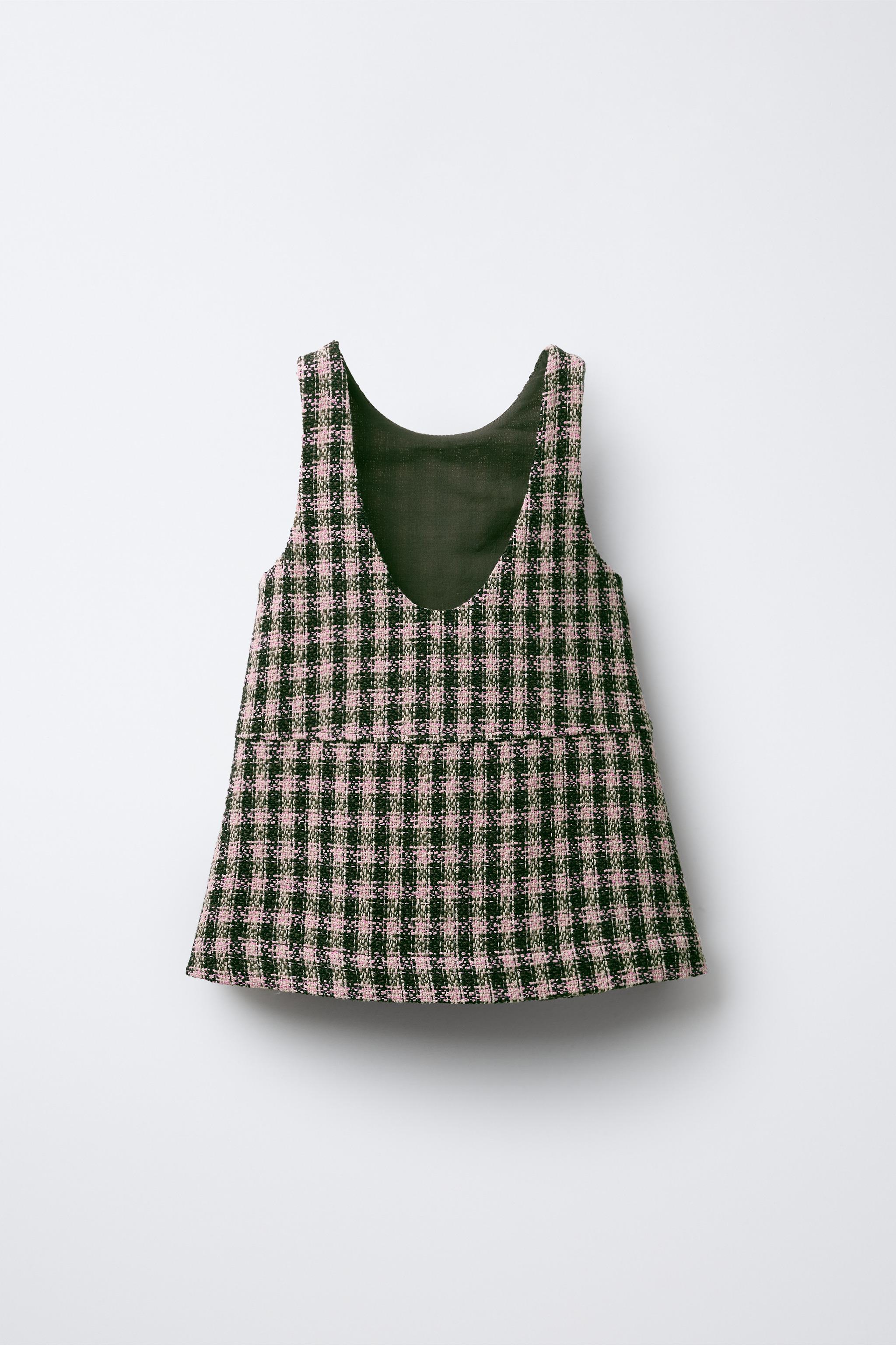 PLAID VELVET BOW PINAFORE DRESS