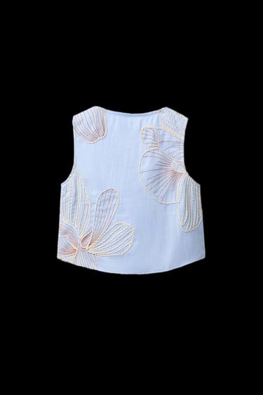 TOP BORDADOS LAZOS - Azul de Zara