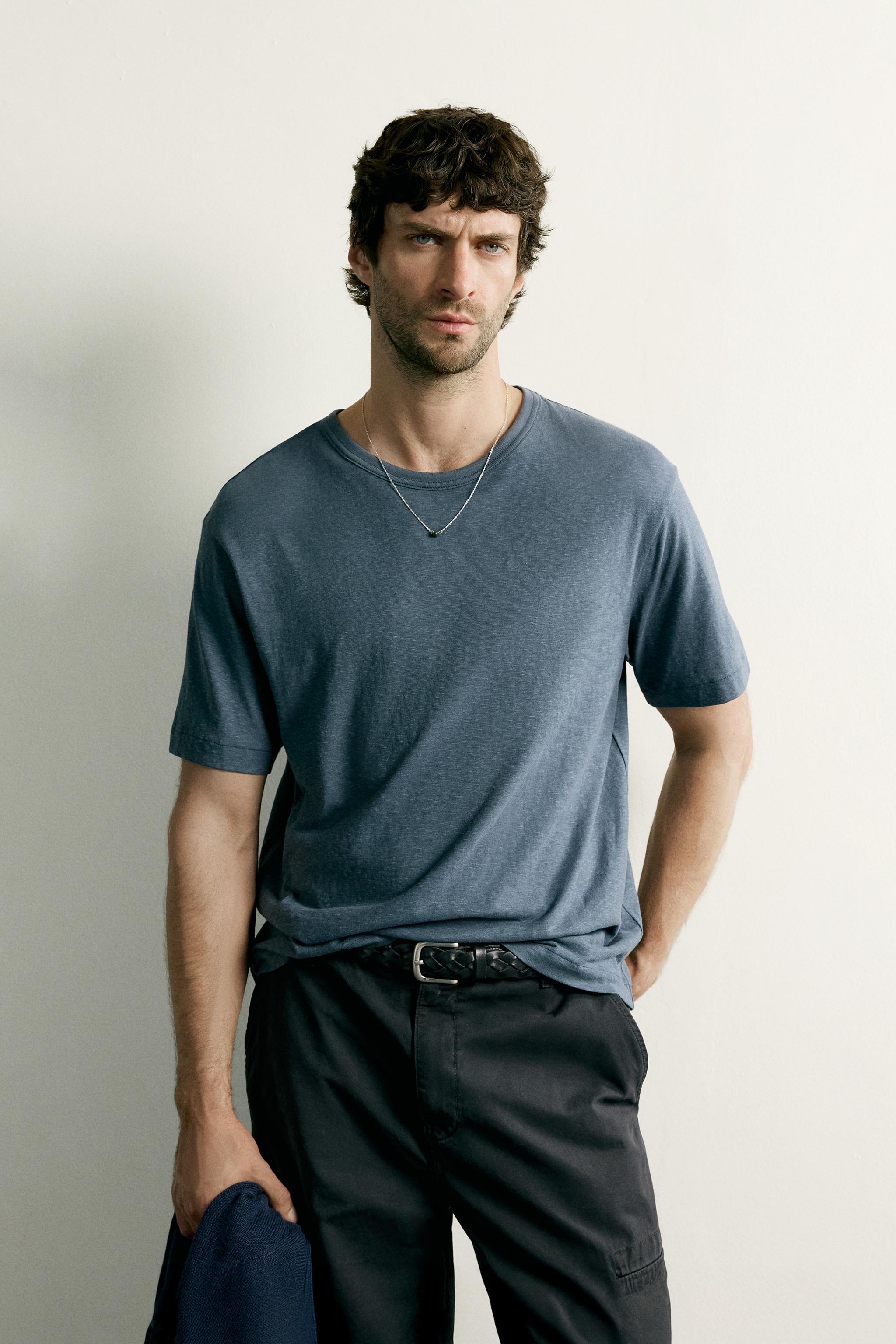 LIGHTWEIGHT REGULAR FIT T-SHIRT — Mid-blue