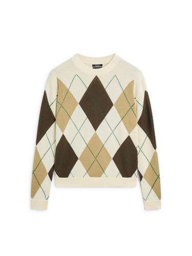 Pull à losanges en maille de coton - Écru de Zara