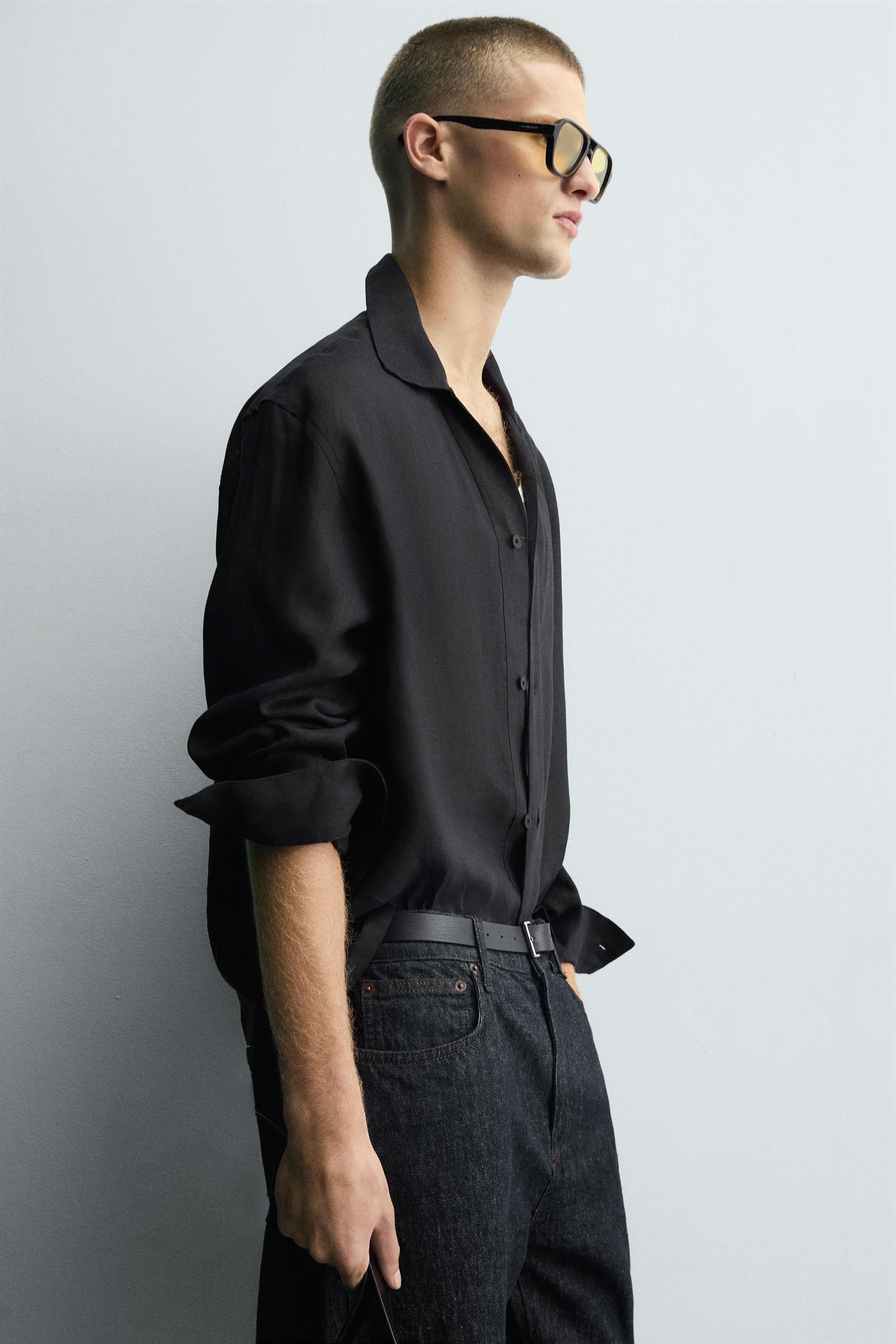 ZARA シャツ 100% LINEN SHIRT - Black | ZARA United States