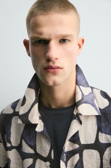 GEOMETRIC PRINT SHIRT - Dark navy by Zara - Image 4