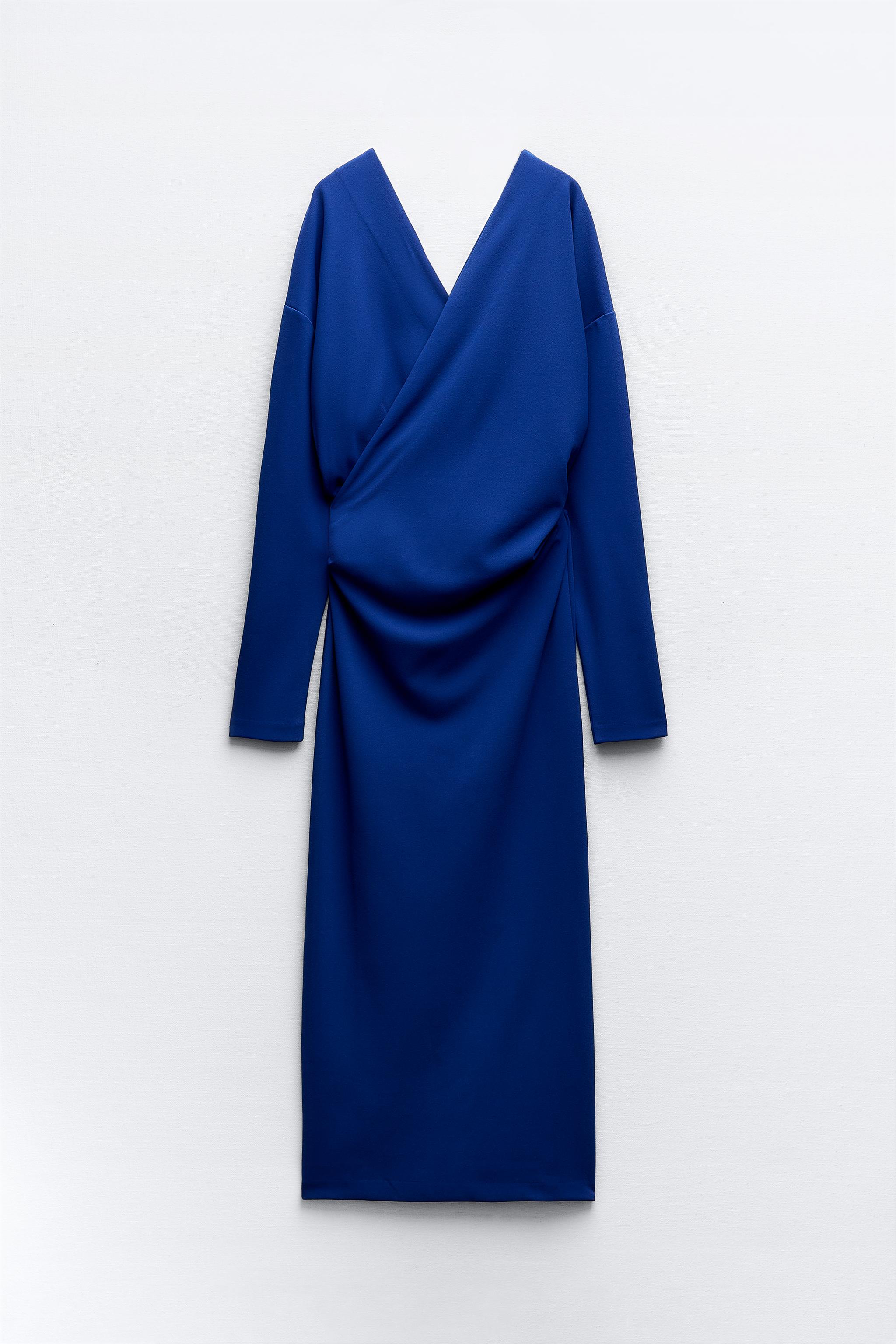 Zara blue hotsell wrap dress