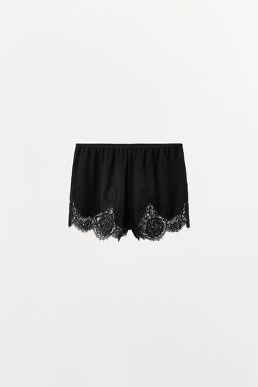 POINTELLE LACE SHORTS - Black by Zara