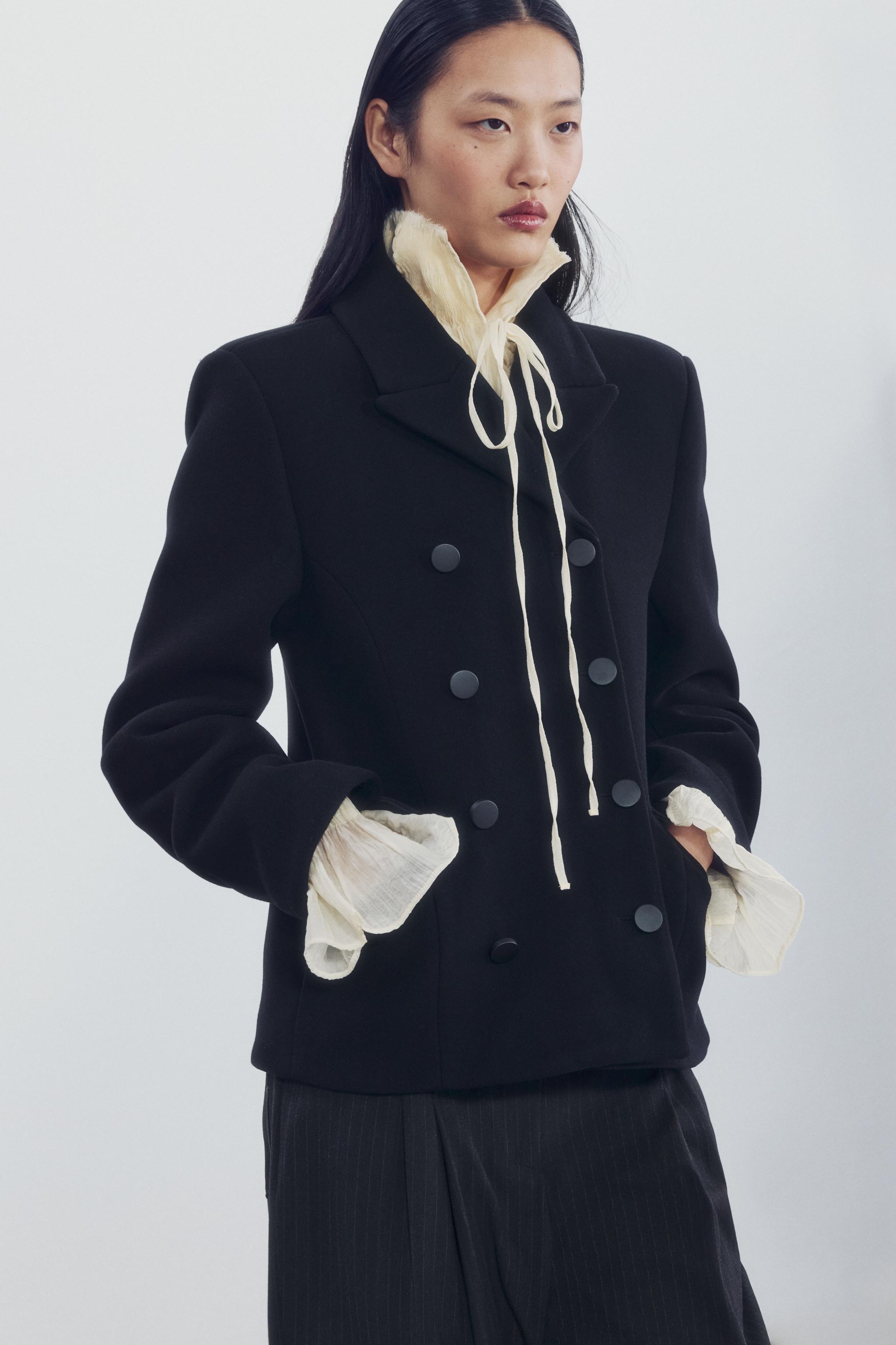ZW COLLECTION ショート丈ウール混コート - ブラック | ZARA Japan / 日本