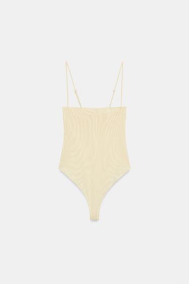 TULLE BODYSUIT WITH GATHERED DETAIL - Yellow by Zara - Image 7